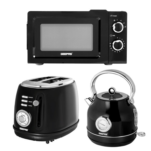 Geepas 1.7L Electric Kettle, 2 Slice Toaster, 20L Microwave Set 3000W